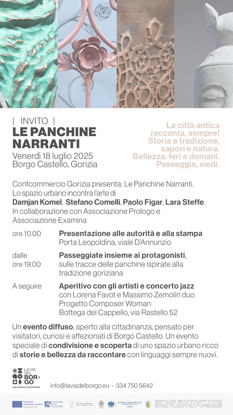 CONFCOMMERCIO GORIZIA PRESENTS THE STORYTELLING BENCHES, AN URBAN STORY SPACE IN THE HEART OF GORIZIA