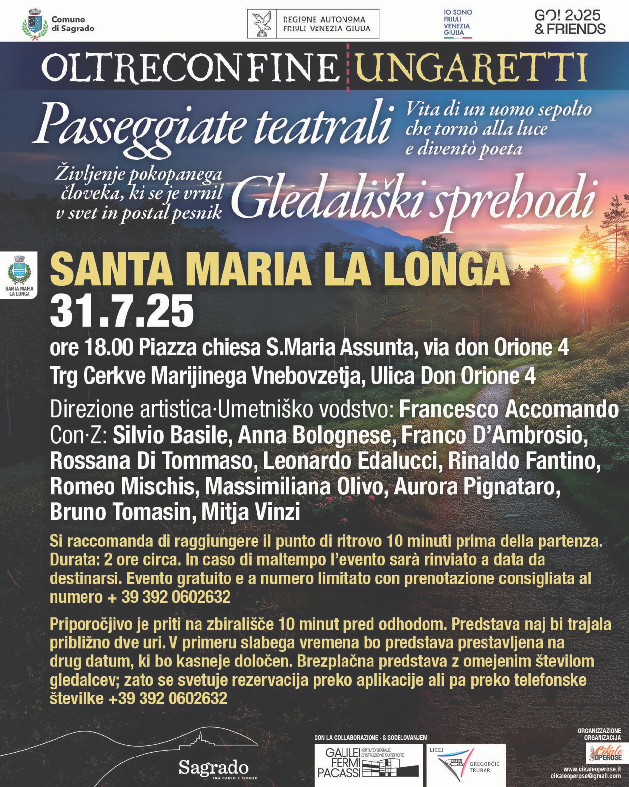 "Oltreconfine Ungaretti", theatrical walk 