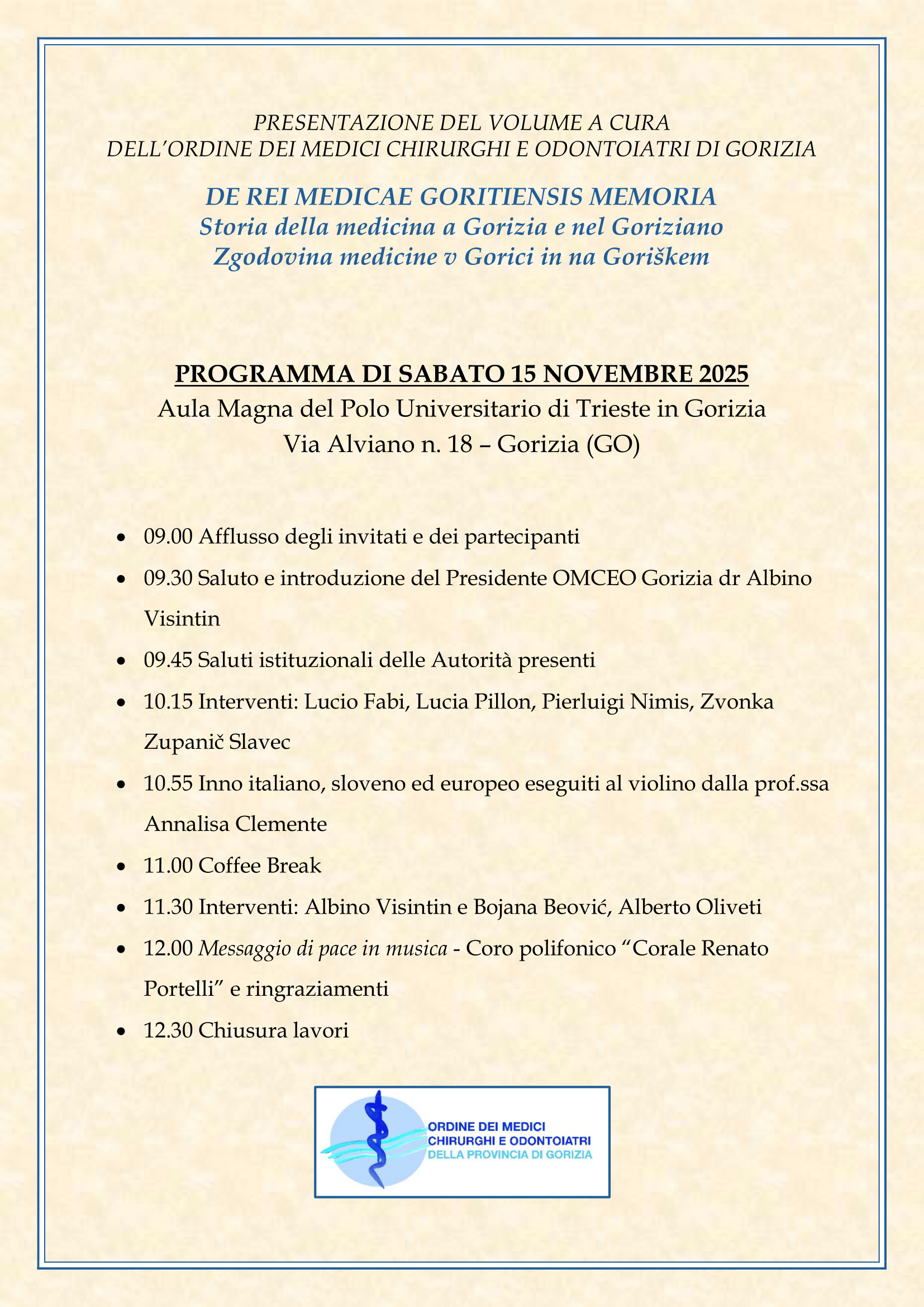 DE REI MEDICAE GORITIENSIS MEMORIA – History of Medicine in Gorizia and the Gorizia Region