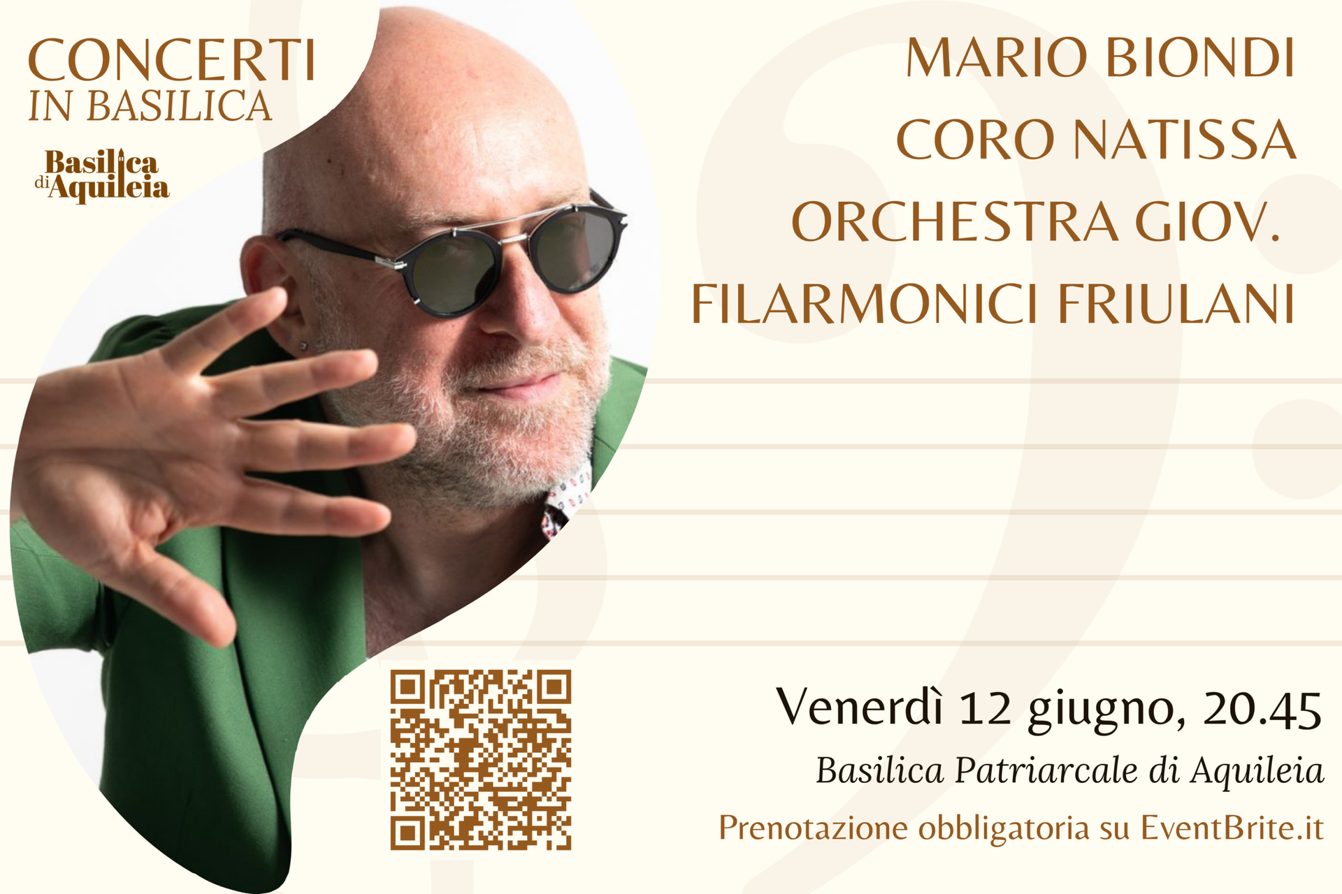Koncerti v baziliki 2026 – zbor Natissa, Mario Biondi in mladinski orkester Furlanske filharmonije